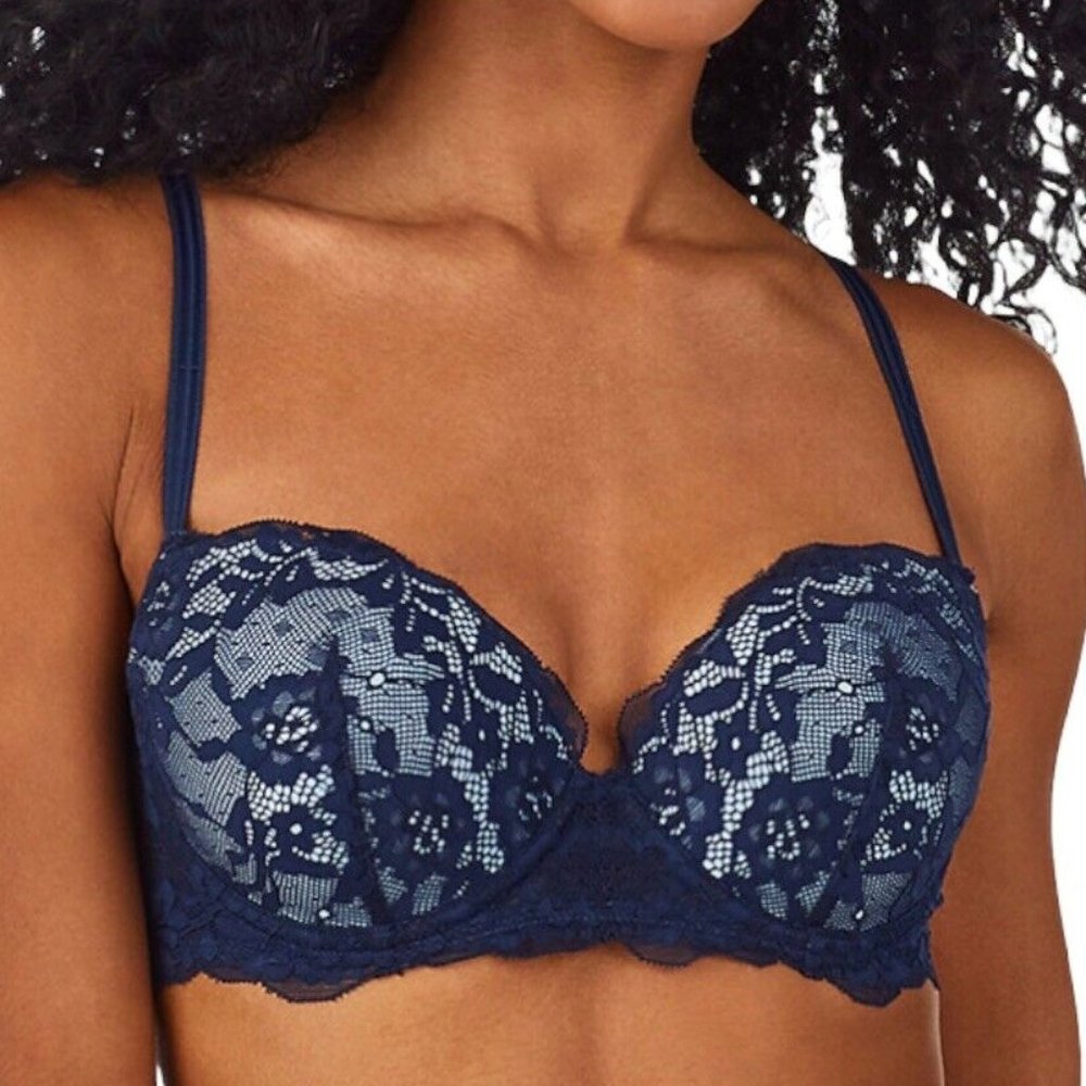 SO NWT Navy Lace Balconette Push Up Bra ZG01B430R 34A 34D